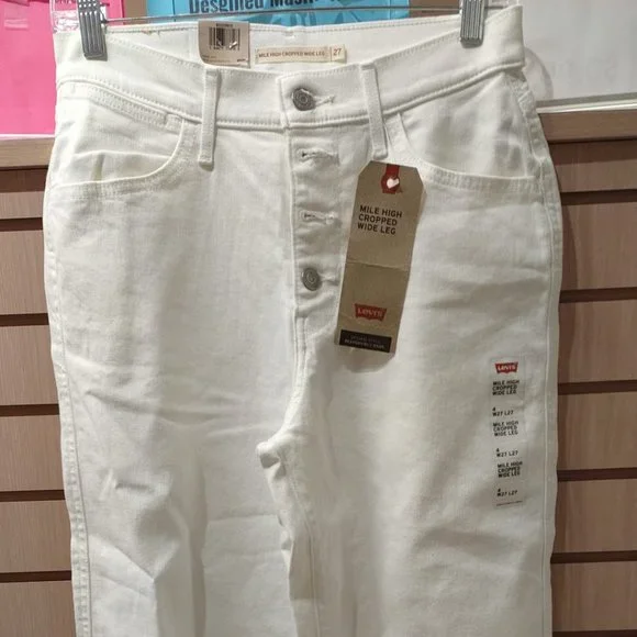 Levis Mile High Cropped Wide Leg Jeans Women's Ultra-High Rise - Picture 3 of 13